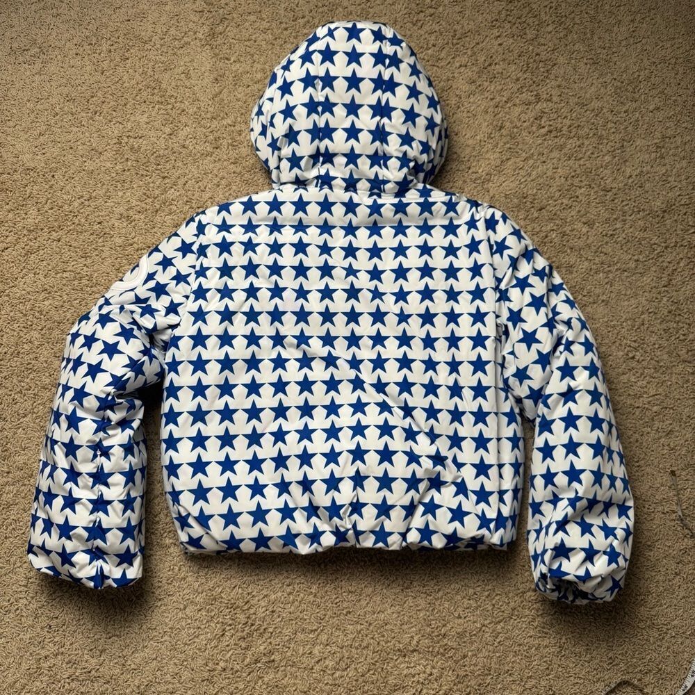 Goldbergh Olympe Goose Down Puffer Ski Jacket NWT US 12 Large White Blue Stars - Picture 10 of 10